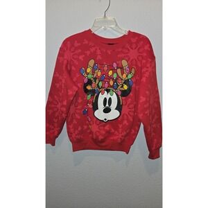Disney Mickey Mouse Holiday Fleece Red Sweatshirt Christmas ‎ NWOT SZ XS